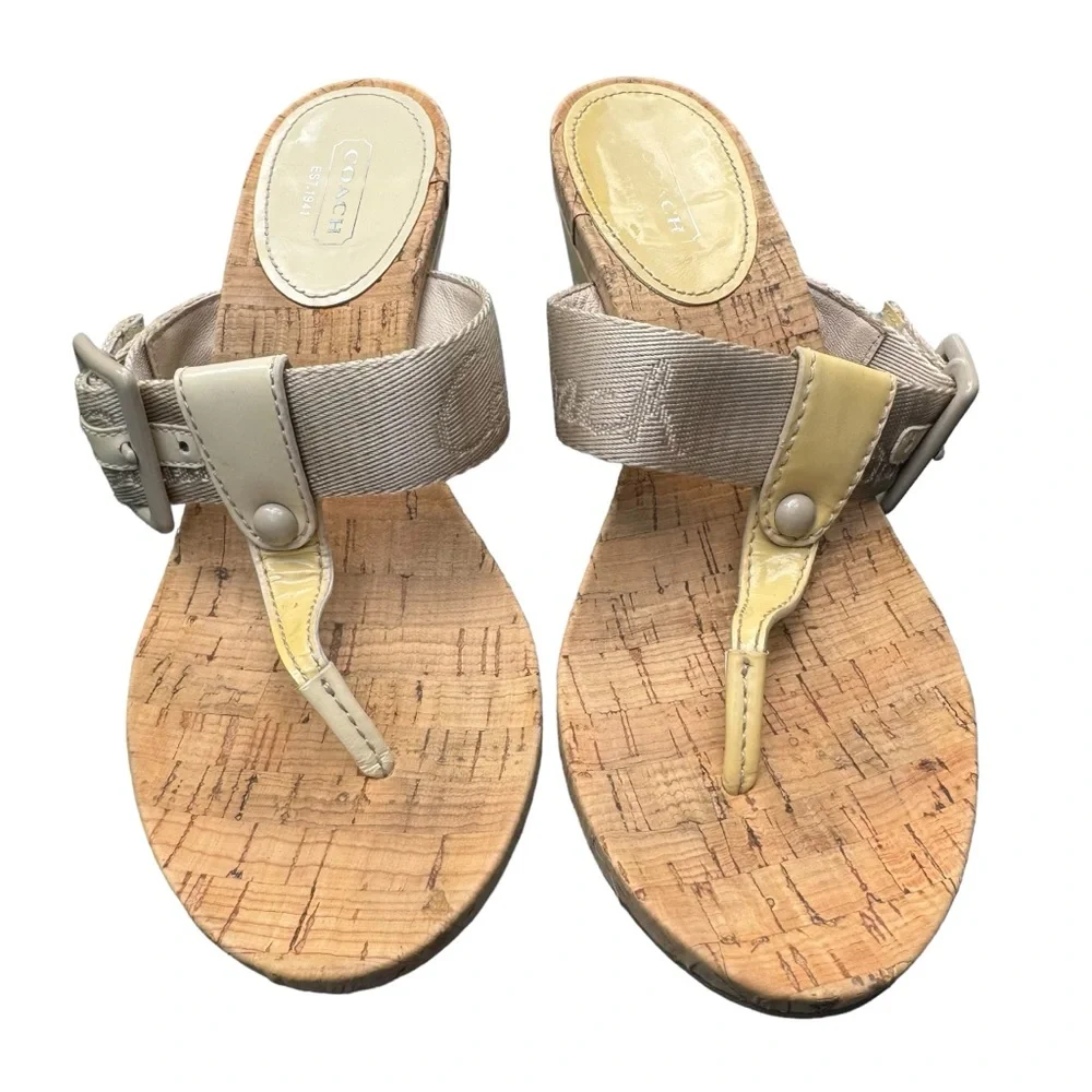 Coach Bernadette Cream/Beige Wedge Sandal Size 7